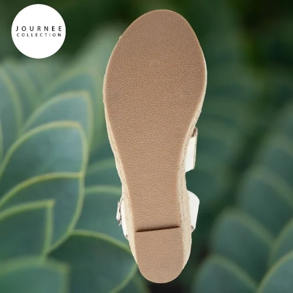 NEW JOURNEE COLLECTION White Norra Espadrille Wedge Sandals, 10M - Picture 4 of 12